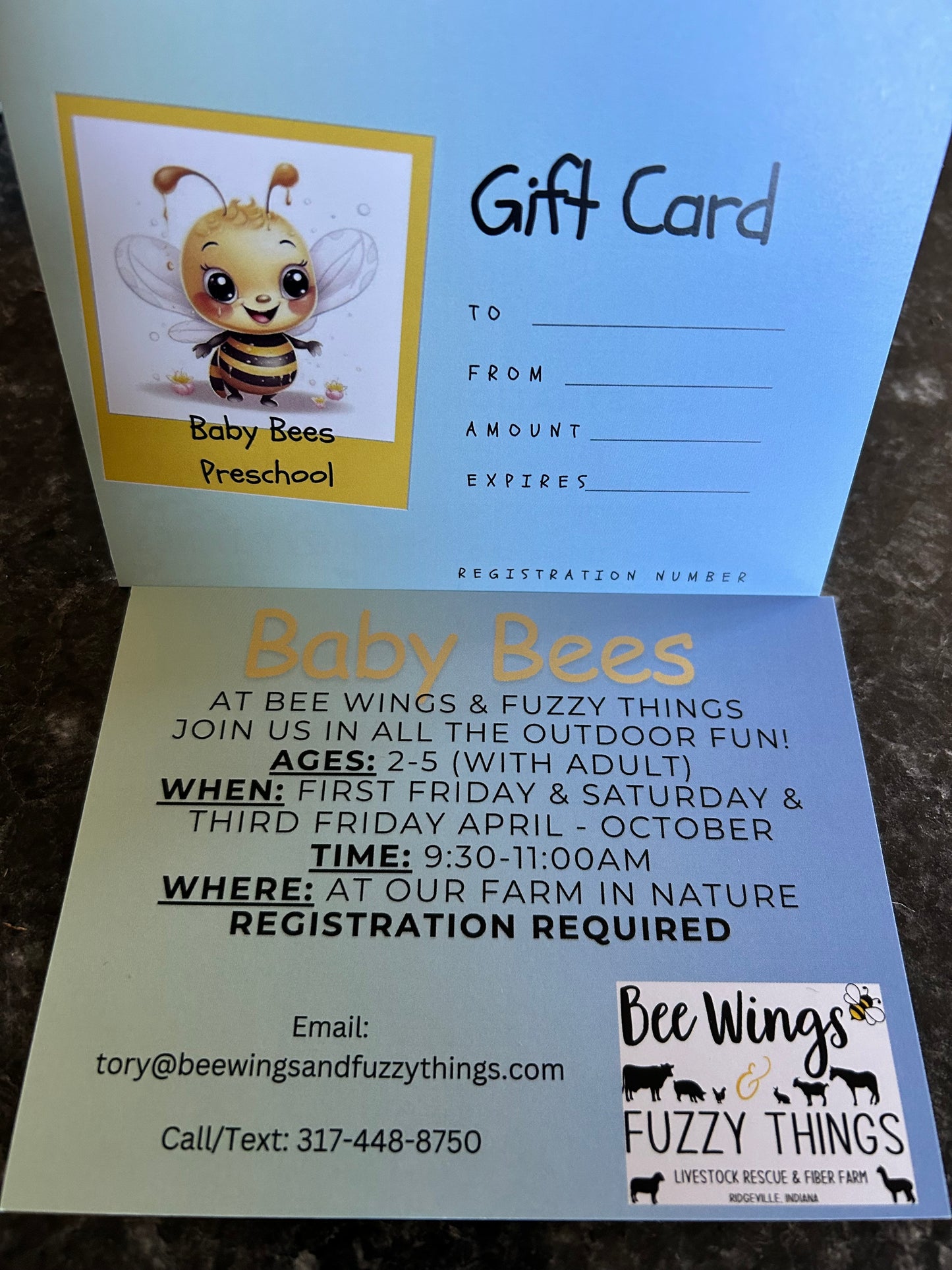 Baby Bees Preschool Gift Cards