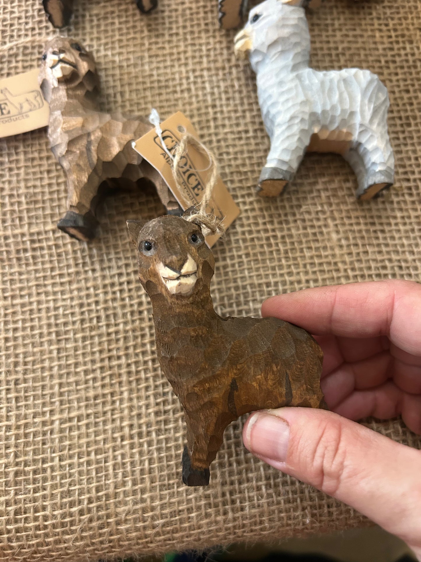 Wooden hand carved alpaca